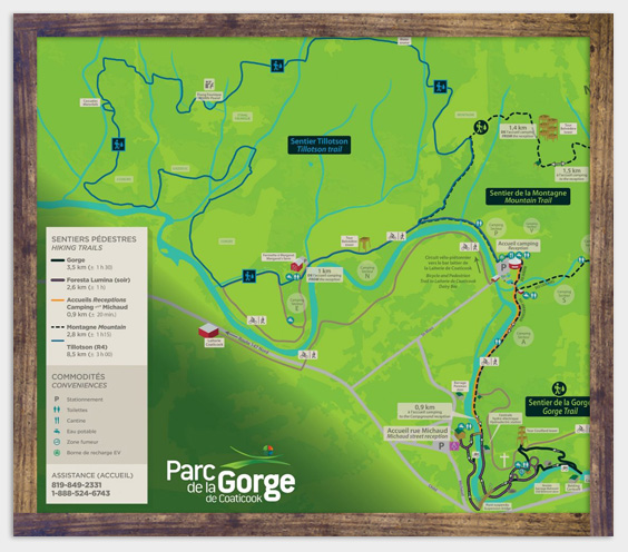 Carte des sentiers - Randonnée pédestre - Parc de la Gorge de Coaticook