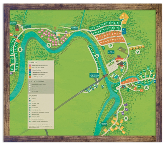 Camping map of Parc de la Gorge de Coaticook - Summer lodging