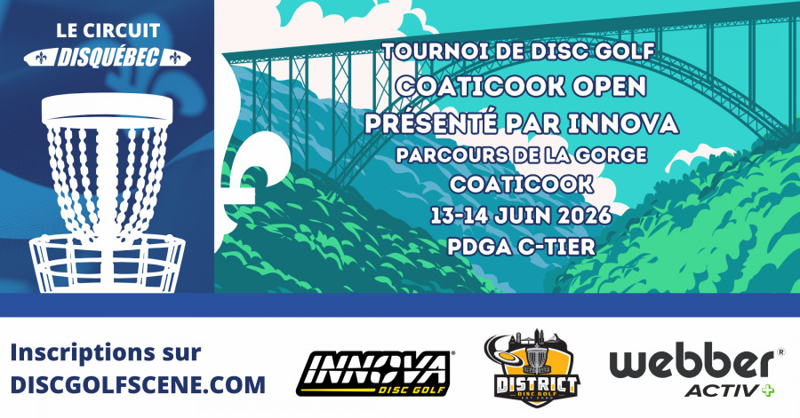 Tournoi disc golf 2026 au Parc de la Gorge de Coaticook